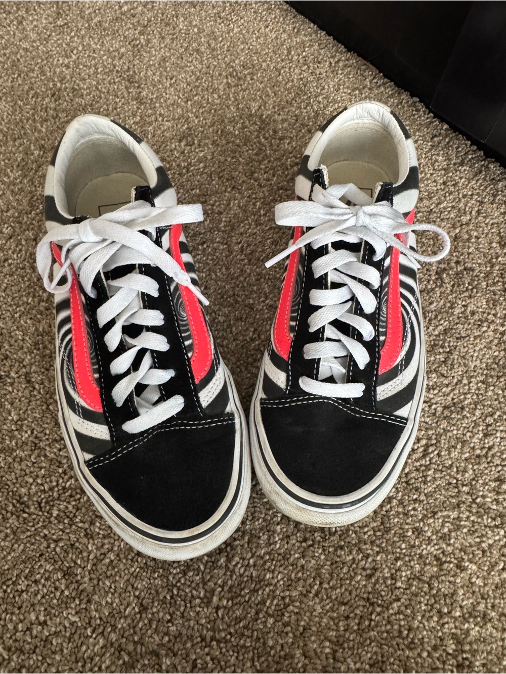 Vans Black and Neon Low-Top Skate Sneakers